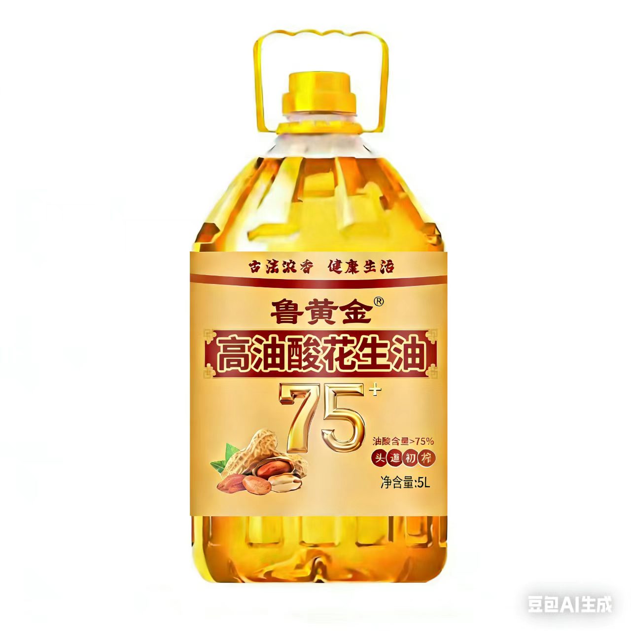 鲁姬花调和油产品包装，透明大容量瓶装混合植物油，标签显示多种植物油配比信息，适合家庭日常使用